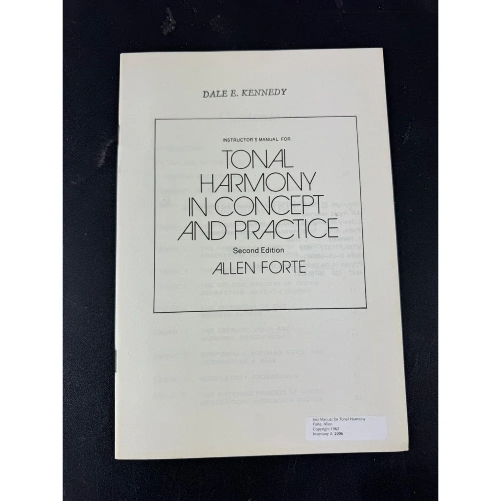 Tonal‎ Harmony in Concept and Practice Allen Forte 2nd Edition Music Theory Book